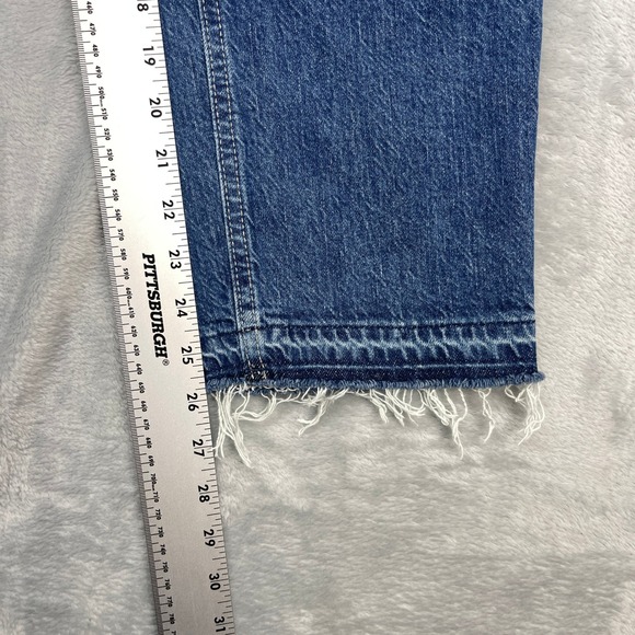 GAP Jeans Womens 6/28R Blue Denim Faded Distressed High Rise Cheeky Straight Leg - Picture 8 of 9